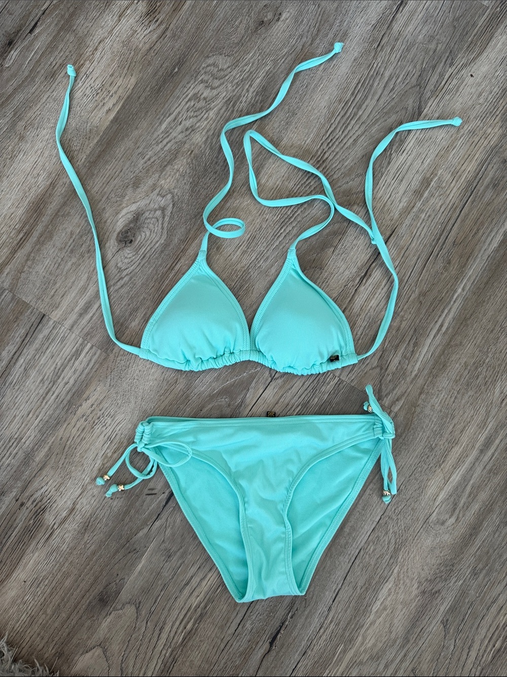 Gorgeous bikini top and bottom both small Aqua/La Vie en Rose